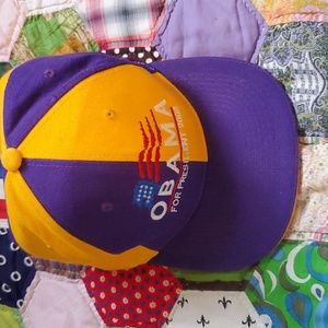 2008 Barrack Obama presidential campaign hat yellow and purple